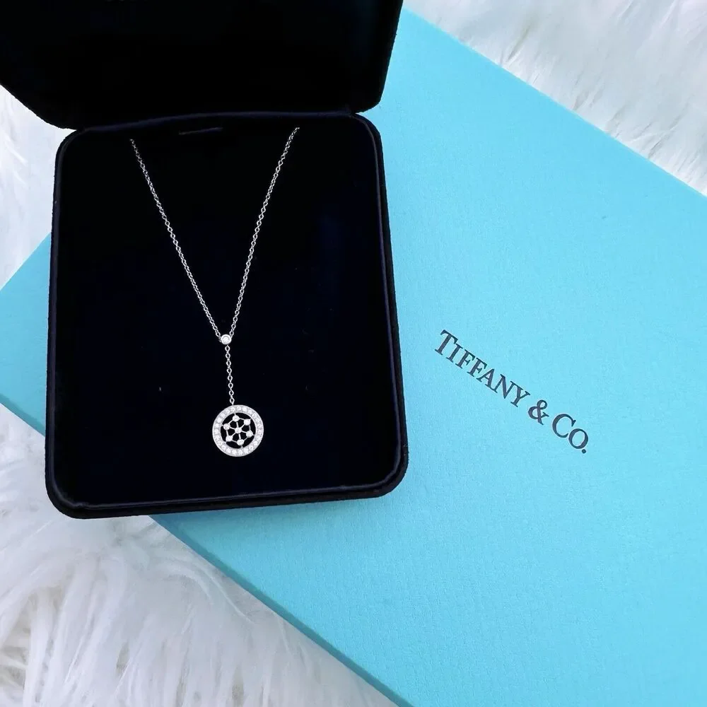 🧧SOLD🎋 RARE Tiffany & Co. Platinum Pt950 Diamond Voile Lariat Necklace 16” - Picture 2 of 9